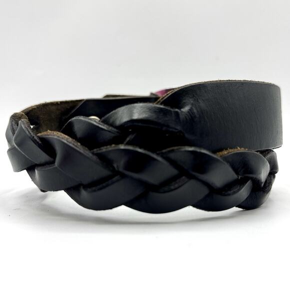 Aztec Mayan Sun Dial Calendar Belt Buckle & Vtg.‎ Braided Leather Belt 36 - Picture 3 of 9